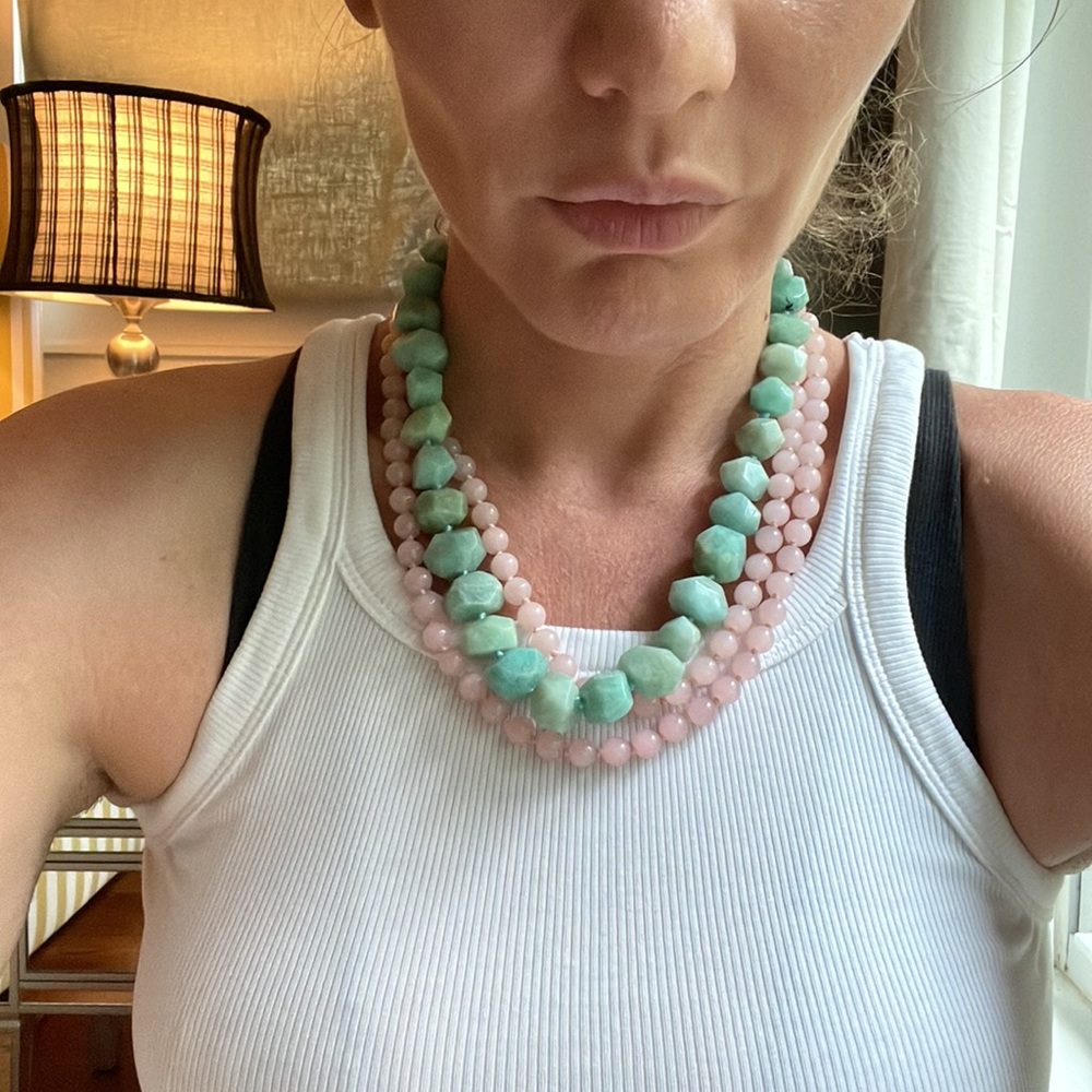 Layered Pink Beaded Necklace - Women Jewelry